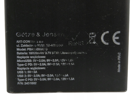 Powerbank GOTZE & JENSEN Golden Line 10000 mAh