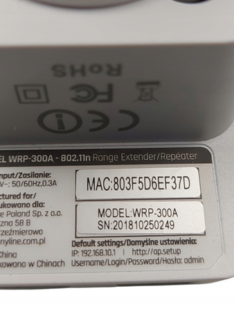 WZMACNIACZ SYGNAŁU WI-FI Access Point 8level WRP-300A WiFi 300Mbps