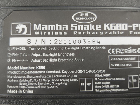 Zestaw Klawiatura + mysz + podkładka Mamba Snake K680 Pro