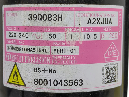 SPRĘŻARKA ROTACYJNA SUSZARKI RECHI 39Q083H R-290