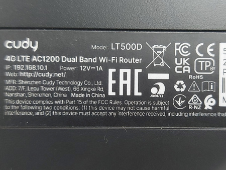 Router Cudy LT500D 802.11ac (Wi-Fi 5) LTE 4G na kartę SIM