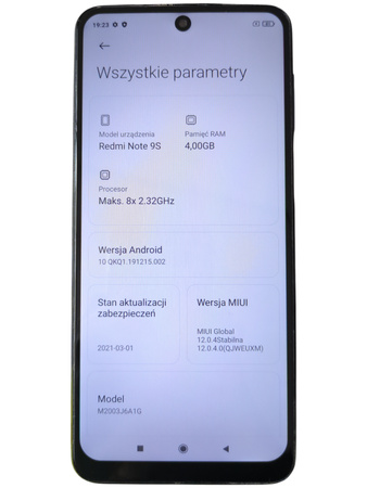 Smartfon Xiaomi Redmi Note 9S M2003J6A1G 6.67" 4/64GB 48MP 5020mAh