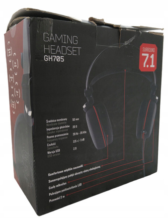 Słuchawki MAD DOG GH705 gamingowe nauszne podświetlenie dźwięk 7.1