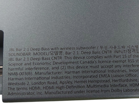 Soundbar JBL BAR DEEP BASE MK2 Czarny 2.1-kanałowy