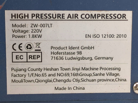 Wysokociśnieniowa Pompa powietrza ZW-007LT 30Mpa/4500Psi