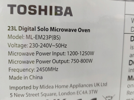 Kuchenka mikrofalowa Toshiba ML-EM23P(BS) 23 litry 800 W