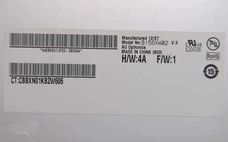 Matryca AUO B156XW02 15,6" 1366x768px; 40pin MATOWA