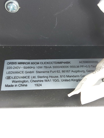 Kinkiet Łazienkowy Lampa nad Lustro LED 10W 60cm LEDVANCE