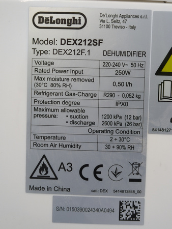 Osuszacz powietrza DeLonghi DEX212SF 12L 300W 55m² R290