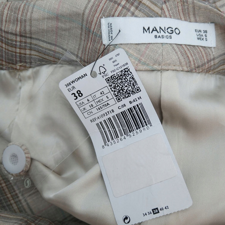 SPÓDNICA SPÓDNICZKA MANGO ROZMIAR 38 BEŻOWA W KRATKĘ