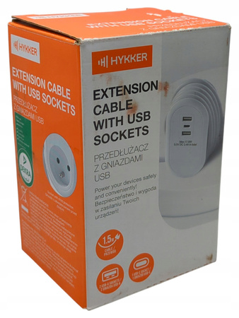 PRZEDŁURZACZ Z GNIAZDEM USB HYKKER MODEL 250028-USB
