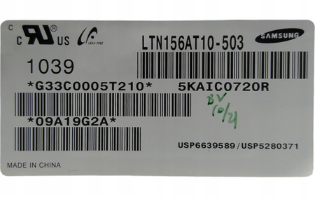 Matryca Samsung LTN156AT10-503 15,6" 1366x768 HD Matowa