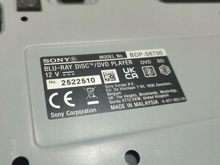 Odtwarzacz Blu-ray Sony BDP-S6700 (HDMI, USB, coaxial, Ethernet) Czarny