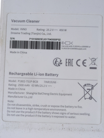 ODKURZACZ PIONOWY BEZPRZEWODOWY DREAME VVN3 450W 2500mAh 22 000Pa BIAŁY