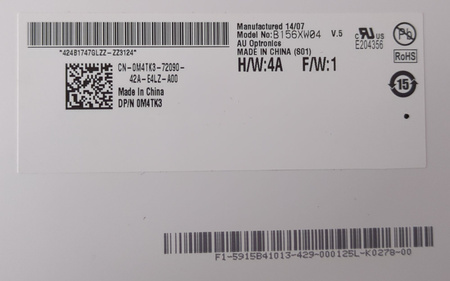 Matryca Au Optronics B156XW04 V.5 15,6" 1366x768px 30pin Błyszcząca