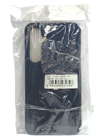 Kabura Book Samsung Galaxy S24 Plus Granatowy Materiałowa Etui