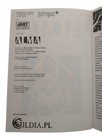 Komiks ALMA MICHAŁ GAŁEK i MARIUSZ ZABDYR