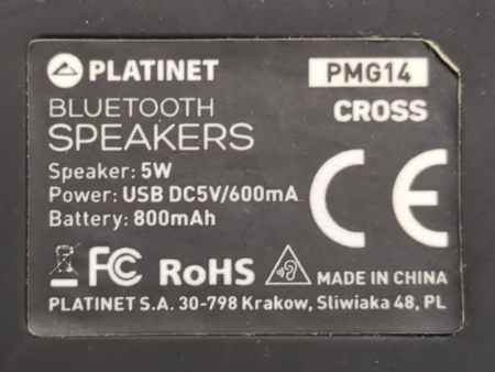 Głośnik bezprzewodowy Bluetooth Platinet PMG14 czarny