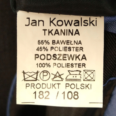 Marynarka męska JAN KOWALSKI Rozmiar 182/108 Czarny
