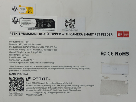 Inteligentny dozownik karmy Petkit P591 YumShare dual hopper z kamerą