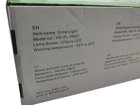 Lampa do uprawy roślin, ze stojakiem, 96 W, 192 diody LED Railee HD-PL-08DC