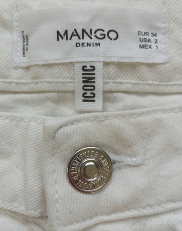 SPODENKI JEANSOWE DAMSKIE MANGO ROZMIAR 34 BIAŁE