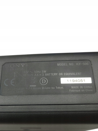 Radioodbiornik Sony ICF-506 Radio FM Czarny