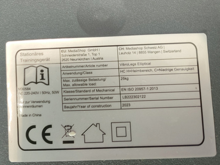 Trenażer eliptyczny VibroLegs Elliptical M30584 5 prędkości 3 programy