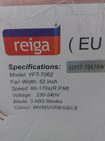 Wentylator sufitowy REIGA YFT-7062 z oświetleniem LED, 132cm Brązowy