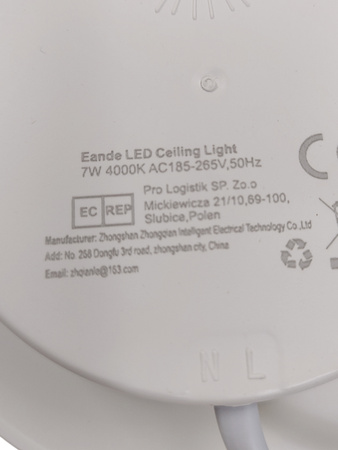 Oprawa Oświetleniowa Sufitowa Wpuszczana Eande 7 W Zintegrowane Źródło LED