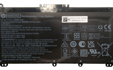 Bateria HW03XL do laptopa HP