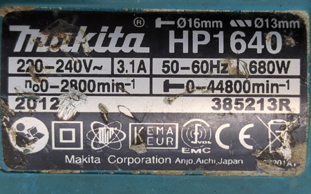 Wiertarka udarowa Makita HP1640 680W 13 mm z uchwytem kluczykowym