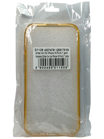 Etui Glitter 3in1  Apple iPhone 15 Pro Złote TPU