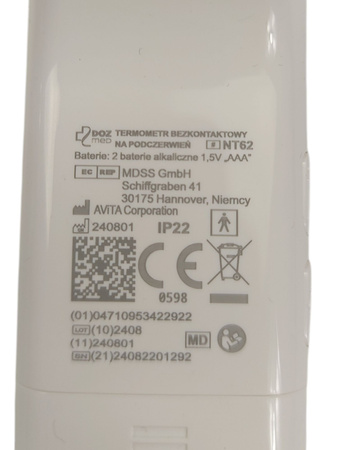 Termometr na podczerwień DOZ Med NT62 | Bezdotykowy pomiar temperatury