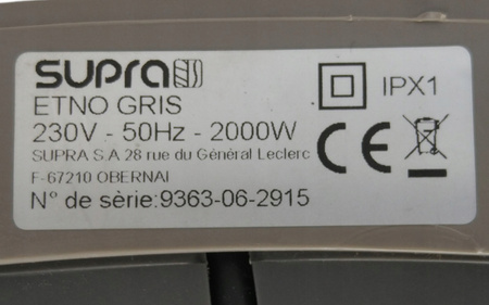 Termowentylator SUPRA Etno Gris 2000W