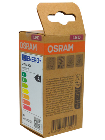Żarówka LED Osram P45 E27 3.8W 806lm 2700K filament klar