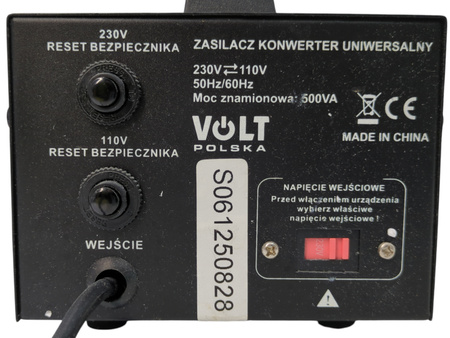 Konwerter napięcia Volt Polska VP-500VA 230V/110V 500VA