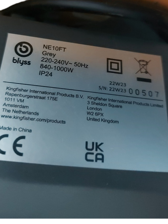 Grzejnik elektryczny Blyss Saris 1000 W (NE10FT) Czarny