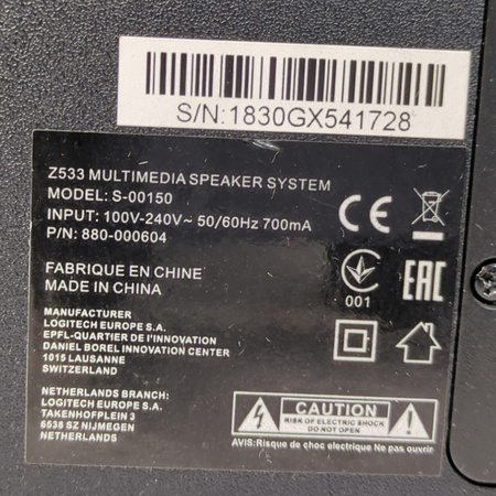 Głośniki komputerowe LOGITECH 2.1 Z533 Czarny