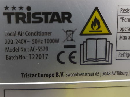 PRZENOŚNY KLIMATYZATOR TRISTAR AC5529 9000BTU 90m3