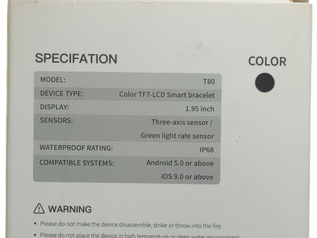 Smartwatch POOUNUR T80 1.95" TFT Bluetooth krokomierz IP68