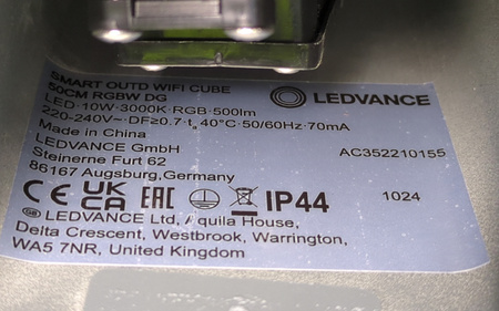 Słupek ogrodowy LED Ledvance Smart+ WiFi CUBE RGBW 9,5W 50cm IP44