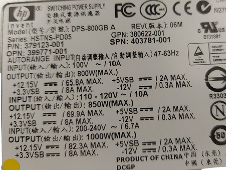 Zasilacz serwerowy HP DPS-800GB A 800W hot-plug dla ProLiant