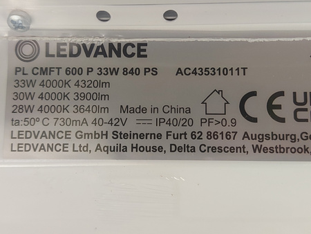 Lampa LED Plafon PL COMFORT 600P 33W 840 PS 4320lm Ledvance