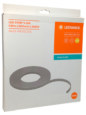Taśma LED STRIP V-500 24 W 24 V 500 LED 3000 K 5 m IP65 LEDVANCE