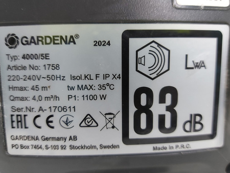 Hydrofor Gardena 4000/5E 1758 1100 W 4,5 bar 24 l 4000 l/h
