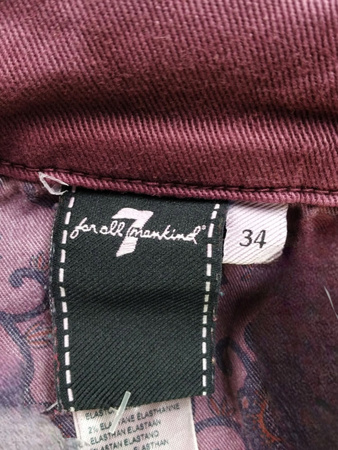 Jeansy damskie bordowe 7 For All Mankind, rozmiar 34