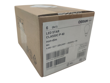 Zestaw 6 żarówek Osram LED Classic A40 4,9W 6500K E27 zimna biel