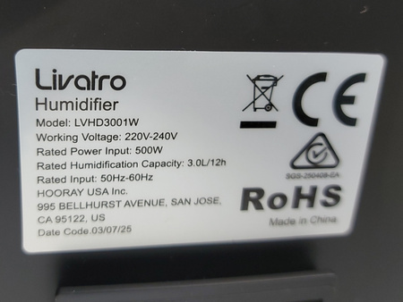 Nawilżacz powietrza Livarto LVHD3001W