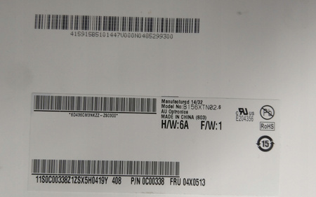 Matryca AUO B156XTN02.6 15,6'' 1366x768px 30pin Matowa